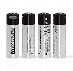 LiiBatteries Galingas įkraunamas ličio jonų akumuliatorius Aa 4vnt. Usb-C 1700mAh 1.5V kaina ir informacija | Akumuliatoriai fotoaparatams | pigu.lt