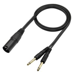 QIANRENON Stereo XLS - dvigubas TS 1/4 šakotuvas, juodas, 1 m kaina ir informacija | Adapteriai, USB šakotuvai | pigu.lt