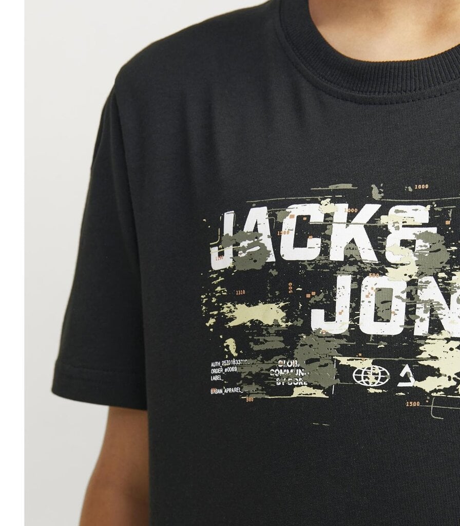 Jack & Jones vaikiški marškinėliai 12263089*01, juodas 5715610365078 kaina ir informacija | Marškinėliai moterims | pigu.lt