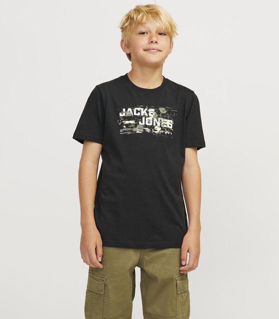 Jack & Jones vaikiški marškinėliai 12263089*01, juodas 5715610365078 kaina ir informacija | Marškinėliai moterims | pigu.lt