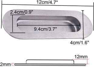 NewZC Durų rankenos, sidabrinės, 2 vnt., 12 x 4 cm kaina ir informacija | Baldų rankenėlės | pigu.lt