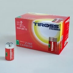 TIROSS ENERGY ZINC CARBON elementai R20, D, 12 vnt (2vnt x 6bl) kaina ir informacija | Elementai | pigu.lt