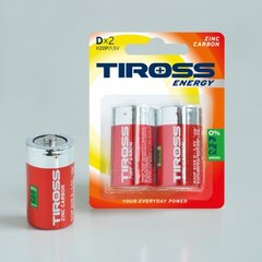 TIROSS ENERGY ZINC CARBON elementai R20, D, 12 vnt (2vnt x 6bl) kaina ir informacija | Elementai | pigu.lt