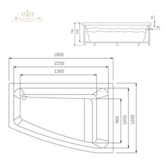 Masažinė Vonia Su Vandens ir Oro Masažu Bellagio Luxury Bolle, 180x120 cm, Kairė kaina ir informacija | Masažinės vonelės | pigu.lt