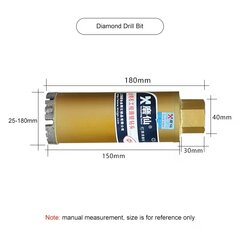 MX deimantinis grąžtas 180 mm ilgio 120 mm skersmens gelžbetonio marmuro sienelės skylės sausos sąsajos M22 deimantinis grąžtas. kaina ir informacija | Mechaniniai įrankiai | pigu.lt