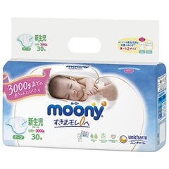 Moony Подгузники NB 0-3кг 30шт цена и информация | Подгузники | pigu.lt