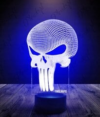 Punisher Skull RGB LED PLEXIDO naktinė lempa kaina ir informacija | Staliniai šviestuvai | pigu.lt