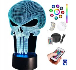 Punisher Skull RGB LED PLEXIDO naktinė lempa kaina ir informacija | Staliniai šviestuvai | pigu.lt