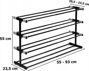 Reguliuojama batų lentyna, 4 lygių цена и информация | Полки для обуви, банкетки | pigu.lt