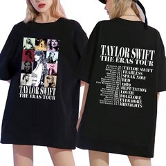 Moteriški marškinėliai Taylor Swift The Eras Tour, juodi kaina ir informacija | Moteriški šortai | pigu.lt