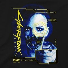 Marškinėliai Jinx Cyberpunk 2077 Cyber Face, Juodi 2XL kaina ir informacija | Vyriški marškinėliai | pigu.lt