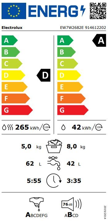 Electrolux EW7W2682E kaina ir informacija | Skalbimo mašinos | pigu.lt