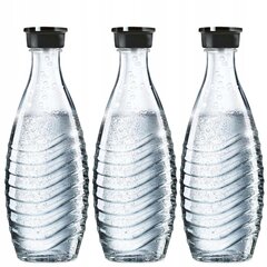 3x "SodaStream" stiklinis karafos butelis 0,6 l kaina ir informacija | Gazuoto vandens aparatai ir priedai | pigu.lt