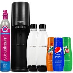 "SodaStream Terra Black" sotiratorius su 2 buteliais + "pepsi" + "mirinda" + "7up kaina ir informacija | Gazuoto vandens aparatai ir priedai | pigu.lt