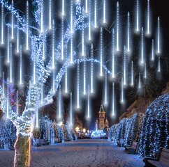 LED lempos Aneeway, meteorų lietus, 8x24LED, 30 cm, šaltai balta kaina ir informacija | Lauko šviestuvai | pigu.lt