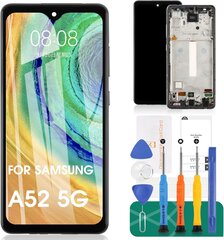 LED ekranas "Samsung Galaxy A52 5G" pakaitinio jutiklinio ekrano surinkimo remonto rinkiniai su rėmeliu (palaiko pirštų atspaudus) kaina ir informacija | Apsauginės plėvelės telefonams | pigu.lt