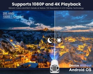 Мини-проектор Magcubic поддерживает 4K и Full HD 1080P, вращающийся на 180° цена и информация | Проекторы | pigu.lt