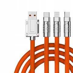 USB greitojo įkrovimo kabelis 3in1 C tipo, Lightning (IPhone), Micro-usb 120w kaina ir informacija | Adapteriai, USB šakotuvai | pigu.lt