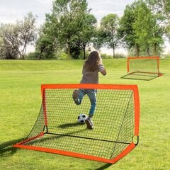 HOMCOM Futbolo vartai, futbolo tinklas, 2 mini vartų rinkinys, sulankstomi, metaliniai, Oksfordo audinys, vaikams, lauko, oranžiniai, 183 x 90 x 90 cm kaina ir informacija | Čiuožyklos, laipiojimo kopetėlės | pigu.lt