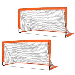 HOMCOM Futbolo vartai, futbolo tinklas, 2 mini vartų rinkinys, sulankstomi, metaliniai, Oksfordo audinys, vaikams, lauko, oranžiniai, 183 x 90 x 90 cm kaina ir informacija | Čiuožyklos, laipiojimo kopetėlės | pigu.lt