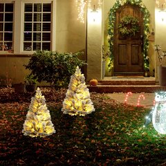 HOMCOM 90 cm dirbtinė Kalėdų eglutė, 2 kalėdinių eglučių rinkinys su 100 LED lempučių 151 nedegių šakų galų, skirta Kalėdoms, vidaus, žalia+balta kaina ir informacija | Eglutės, vainikai, stovai | pigu.lt