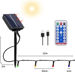 Hongtang 3W8 Солнечные светильники 300 LED, 32 м цена и информация | Уличные светильники | pigu.lt