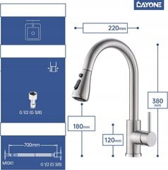 DAYONE DAY-APS247BN virtuvės maišytuvas, 38 cm, naudotas kaina ir informacija | Gyvatukai, vonios radiatoriai | pigu.lt