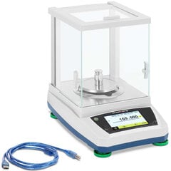 Laboratorinės analizės svarstyklės su stikliniu dangteliu ir LCD jutikliniu skydeliu 200 g / 0,001 g цена и информация | Весы (бытовые) | pigu.lt