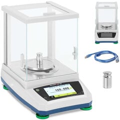 Laboratorinės analizės svarstyklės su stikliniu dangteliu ir LCD jutikliniu skydeliu 300 g / 0,001 g цена и информация | Весы (бытовые) | pigu.lt