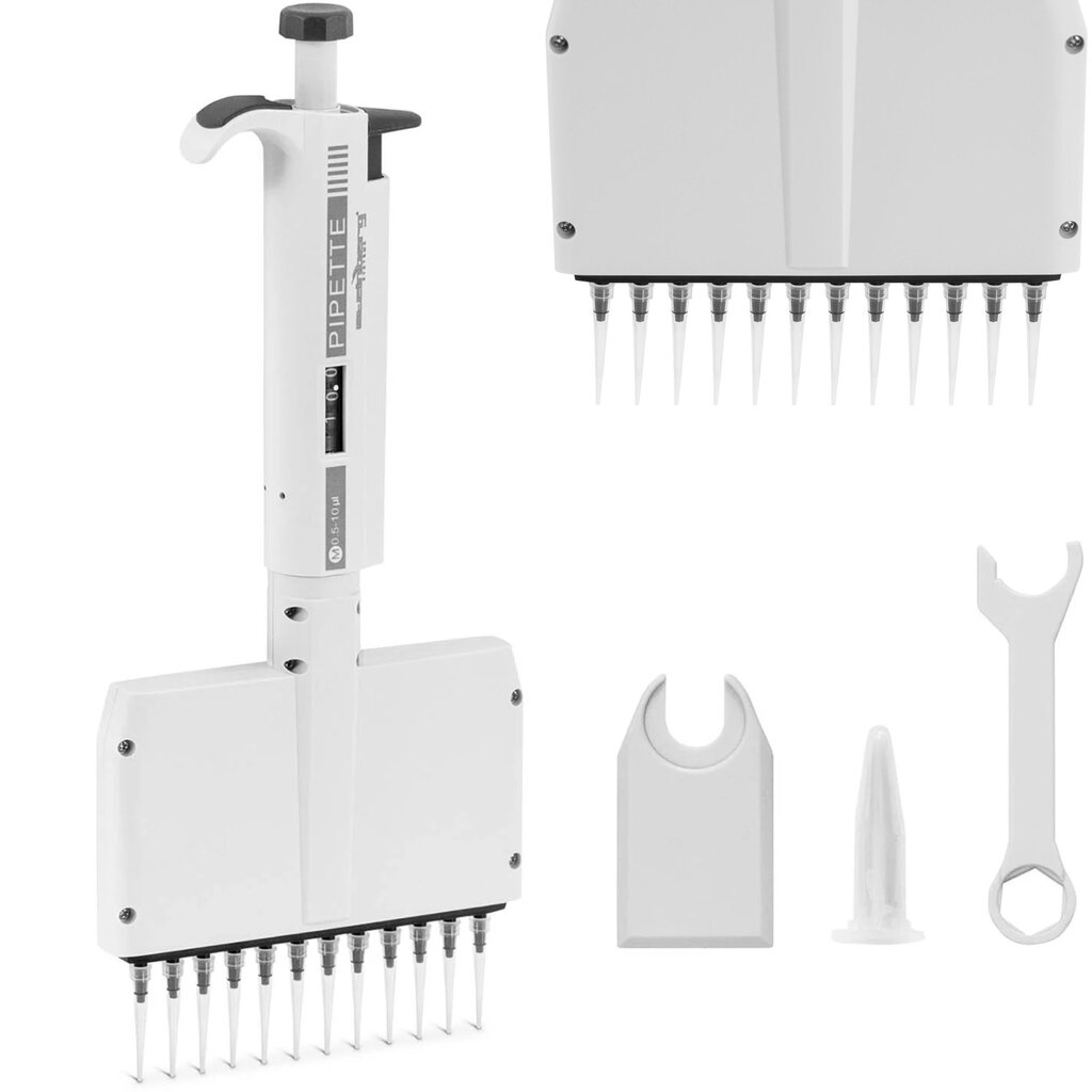 12 kanalų rankinė pipetė 0,005-0,01 ml, balta цена и информация | Teleskopai ir mikroskopai | pigu.lt