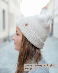 MOOSE - Kepurė 100% Merino Vilnos RWS, Labai šilta, dviguba, Smėlio цена и информация | Женские шапки | pigu.lt