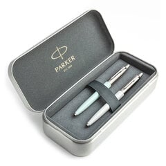 Parker Jotter Originals Pastel Blue and Pearl rašiklių dovanų rinkinys su metaliniu dėklu kaina ir informacija | Rašymo priemonės | pigu.lt