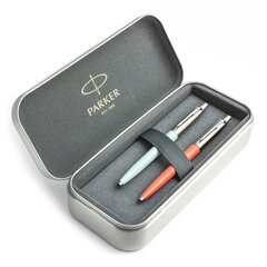 Parker Jotter Originals Pastel Blue and Coral tušinukų dovanų rinkinys su metaliniu dėklu kaina ir informacija | Rašymo priemonės | pigu.lt