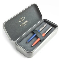 Parker Jotter Originals Blue ir Coral tušinukų dovanų rinkinys su metaliniu dėklu kaina ir informacija | Rašymo priemonės | pigu.lt