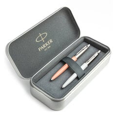 Parker Jotter Originals Powder Pink ir Pearl tušinukų dovanų rinkinys su metaliniu dėklu kaina ir informacija | Rašymo priemonės | pigu.lt