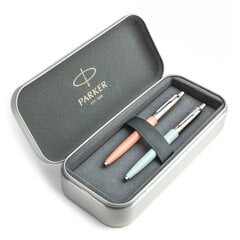 Parker Jotter Originals Powder Pink ir Pastel Blue tušinukų dovanų rinkinys su metaliniu dėklu kaina ir informacija | Rašymo priemonės | pigu.lt