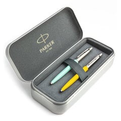 Parker Jotter Originals Mint ir Yellow tušinukų dovanų rinkinys su metaliniu dėklu kaina ir informacija | Rašymo priemonės | pigu.lt