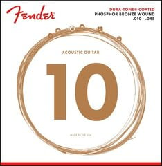 Stygos akustinei gitarai Fender Phosphor Bronze Dura-Tone Coated 10-48 kaina ir informacija | Priedai muzikos instrumentams | pigu.lt