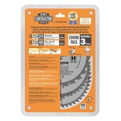 K216M-X03 3 pjūklų rinkinys medienai 1x 216x30x24Z + 2x 216x30x48Z kaina ir informacija | Mechaniniai įrankiai | pigu.lt