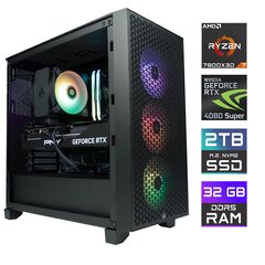 Kompiuteris MonsterX Ryzen 7 7800X3D 32GB 2TB NVME RTX4080S kaina ir informacija | Stacionarūs kompiuteriai | pigu.lt