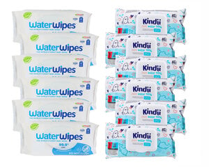 Kūdikių drėgnų servetėlių rinkinys Kindii ir WaterWipes 2x6 kaina ir informacija | Drėgnos servetėlės, paklotai | pigu.lt