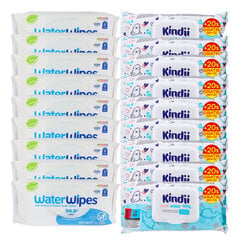 Biologiškai skaidžios servetėlės vaikams Kindii ir WaterWipes (2x9) kaina ir informacija | Drėgnos servetėlės, paklotai | pigu.lt