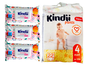 KINDII Kelnaitės PAMPERS Maxi 9-15 kg + 3 KINDII Sensitive kaina ir informacija | Sauskelnės | pigu.lt