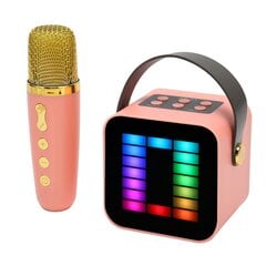 Mini karaokės aparatų rinkinys RGB Pickup Light skaitmeninis apdorojimo lustas, rankinis nešiojamasis Bluetooth garsiakalbis su mikrofonu rožinis kaina ir informacija | Garso kolonėlės | pigu.lt