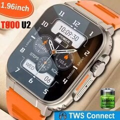 Умные часы T900 U2 Smart Watch 49 мм 2024, NFC, для мужчин и женщин, GPS-трекер, Bluetooth, Звонки, BT Музыка, Игры, Беспроводная зарядка Smartwatch. цена и информация | Смарт-часы (smartwatch) | pigu.lt