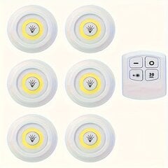 '6 vnt / 3 vnt / 1 vnt smart wireless led apšvietimas po spintele cob naktinis žibintas su nuotolinio valdymo pulteliu' kaina ir informacija | Žibintuvėliai, prožektoriai | pigu.lt