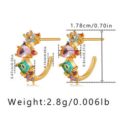 Spalvingi cirkonio auskarai, padengti variu auksu Aukštos kokybės nebrangūs, prabangūs ausų segtukai, išlaiko spalvą kaina ir informacija | Auskarai | pigu.lt