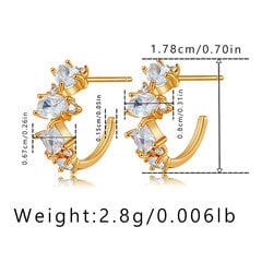 Spalvingi cirkonio auskarai, padengti variu auksu Aukštos kokybės nebrangūs, prabangūs ausų segtukai, išlaiko spalvą kaina ir informacija | Auskarai | pigu.lt