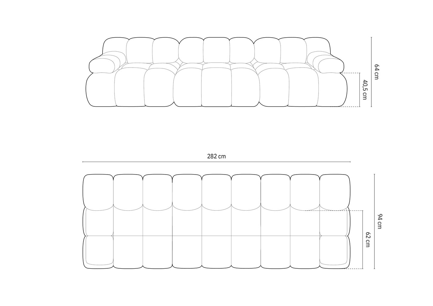 Modulinė sofa Micadoni Bellis, 282x94x64 cm, ruda kaina ir informacija | Sofos | pigu.lt