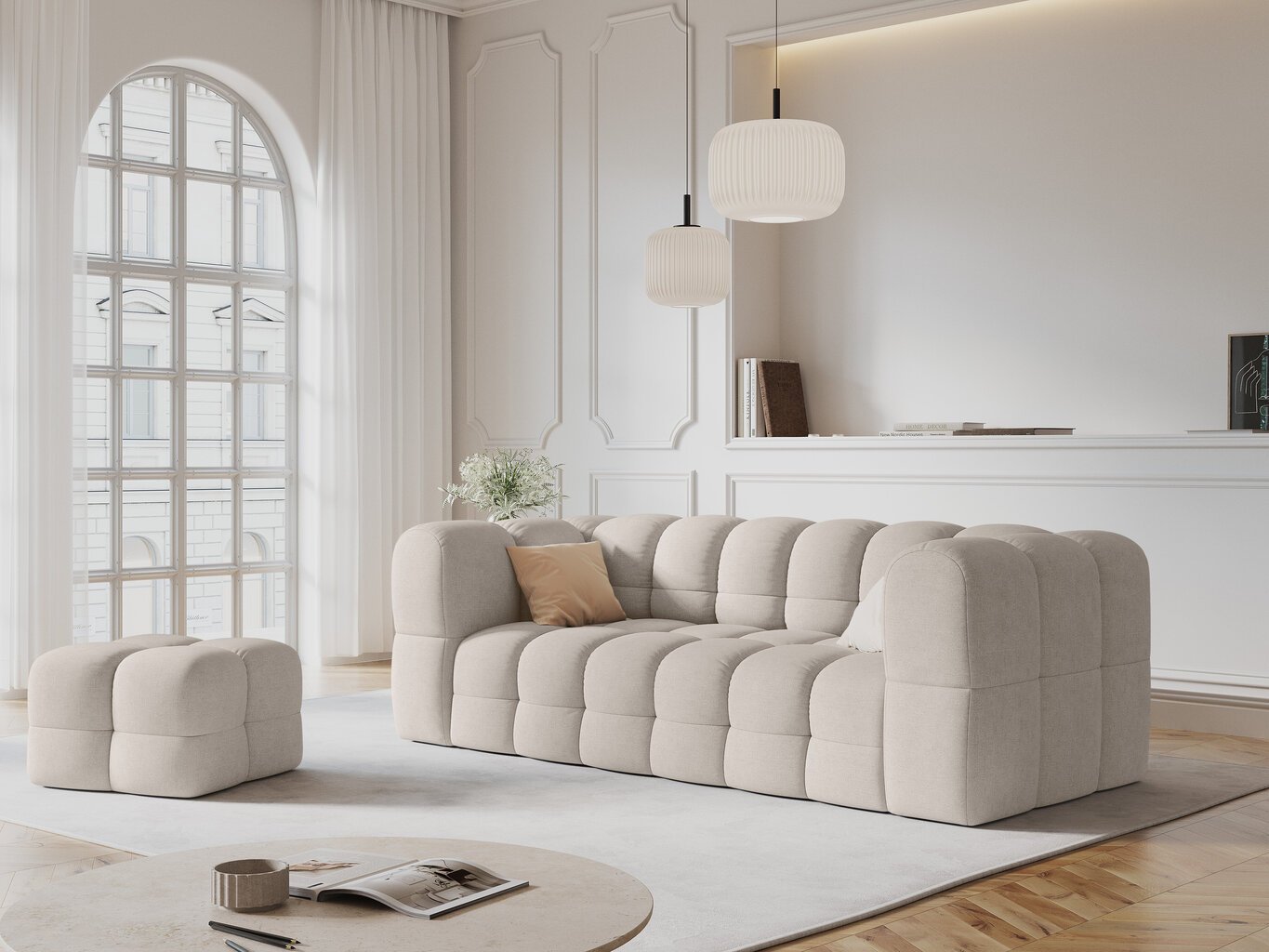 Sofa Micadoni Mellow, 220x106x75 cm, balta kaina ir informacija | Sofos | pigu.lt